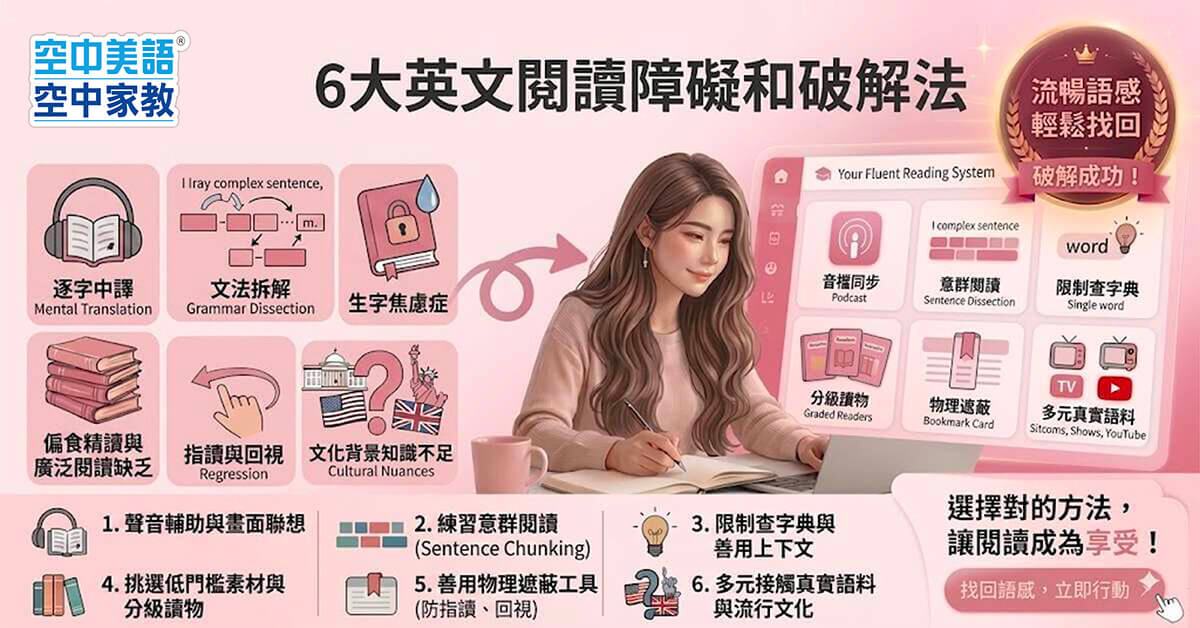 台灣人學英文的致命傷？6大英文閱讀障礙與破解法，讓你找回語感！